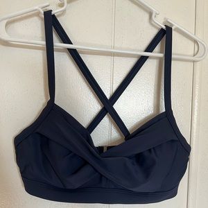 Athleta Twisted Bikini Bathing Suit Top 34 B/C Adjustable Wired Navy Blue